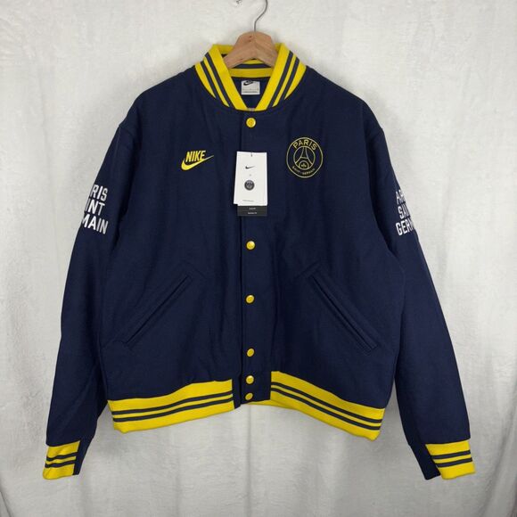 Nike Mens Large Paris Saint-Germain Authentics Varsity Bomber Jacket FQ7803-410 - Picture 1 of 10